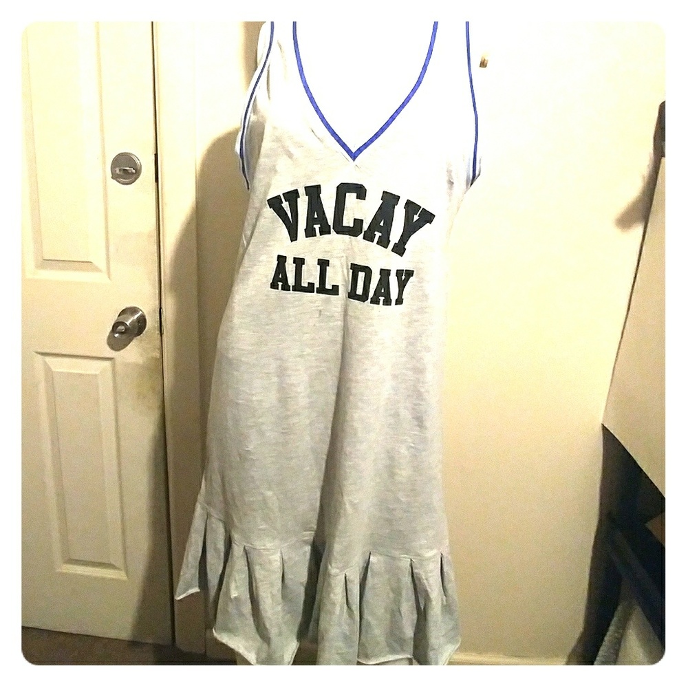 H&M Gray casual DRESS w/ peplum hemline Sz 10